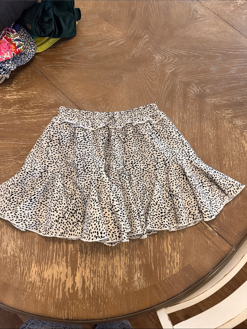 Women's White Dot Print Skater Skirt